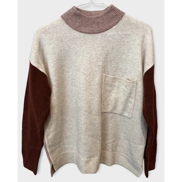 MADEWELL Redmond Colorblock Mock Neck Pocket Sweater (XS) - Picture 3 of 6